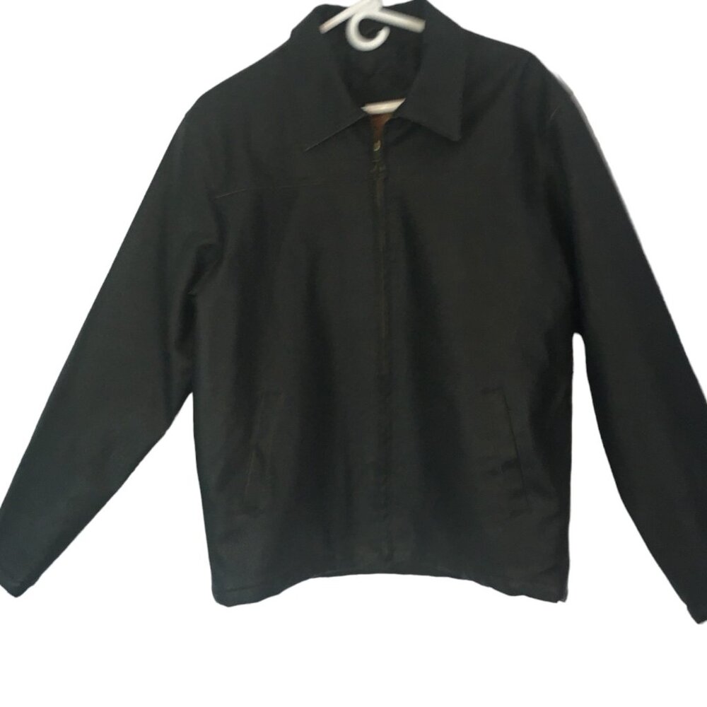 Arizona Mens Black Faux Leather Motorcycle Jacket, Moto, Zip Front,‎ Small